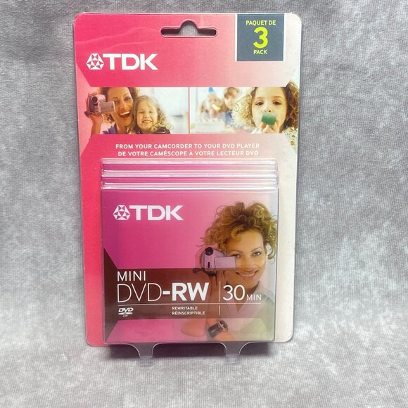 TDK Mini DVD-RW 30 Min Rewritable 3 Pack - Picture 1 of 6